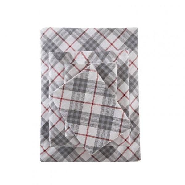 True North By Sleep Philosophy Cozy Flannel Sheet Set, Red Plaid - Cal King TN20-0080 - main